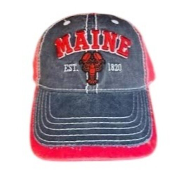Vintage Maine Red & Blue Embroidered Adjustable Lobster Hat - Picture 6 of 8